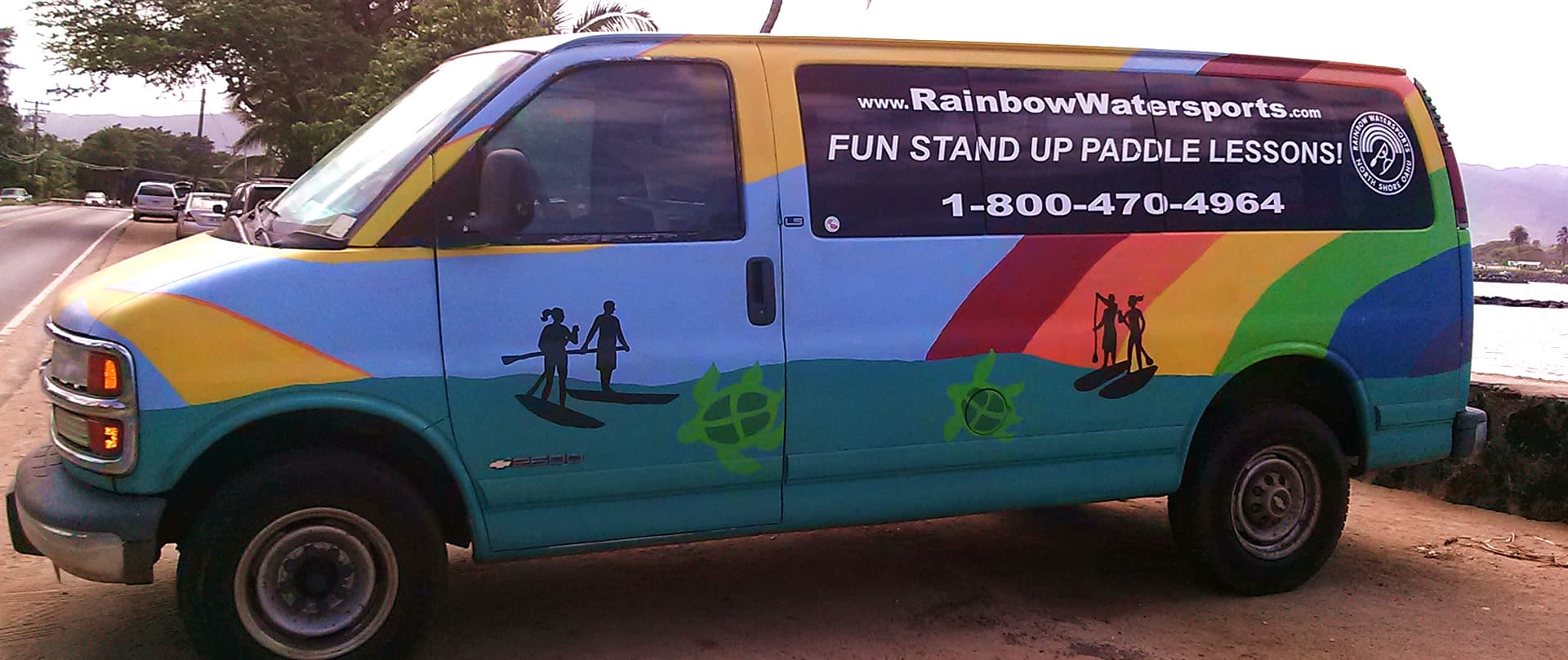 The Rainbow Watersports van